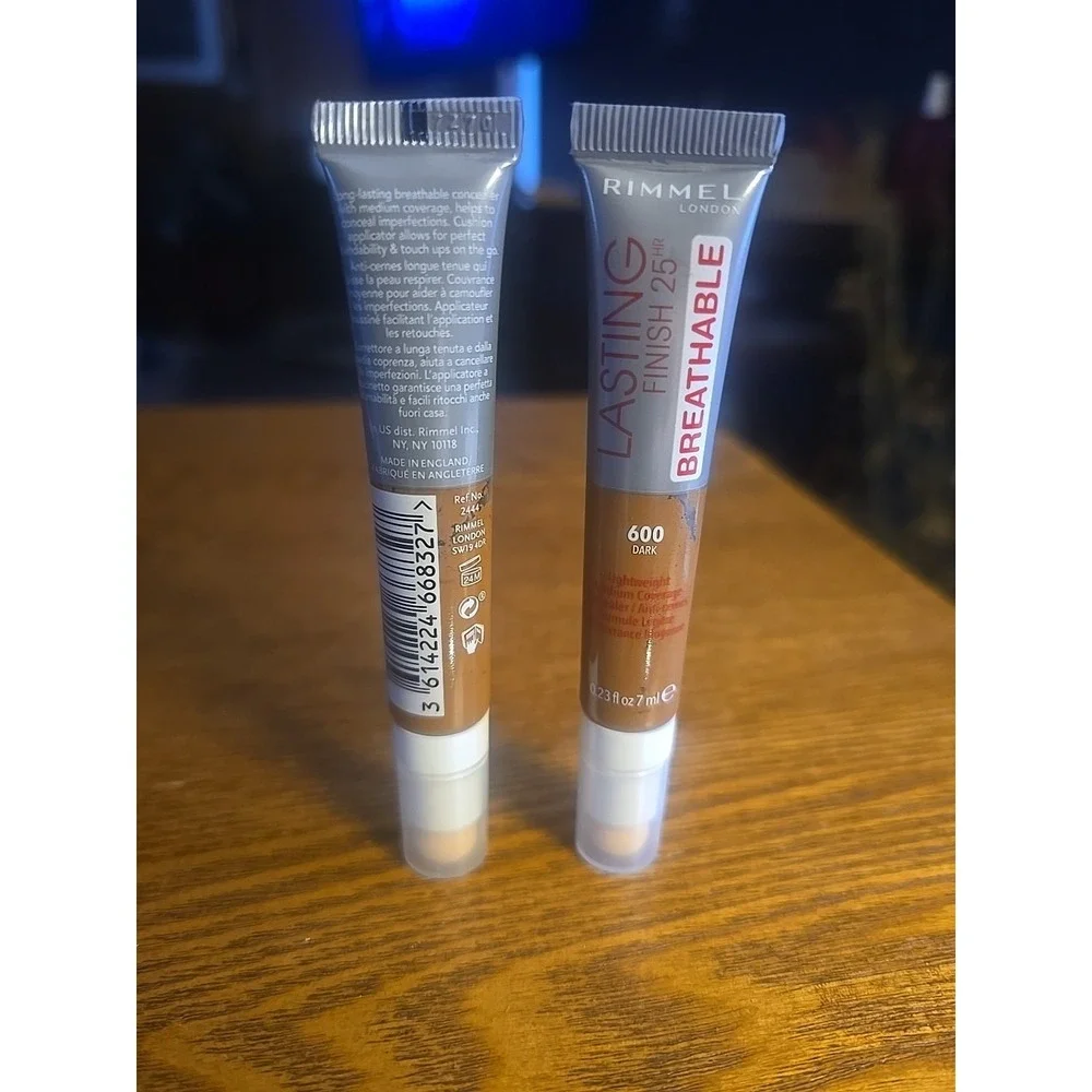LOT OF (2)  Rimmel London Lasting Finish 25Hr Breathable‎ Concealer #600 DARK